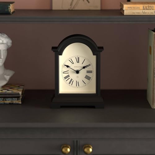 Arch Top Mantel Clock, Silent Quartz Desk and Shelf Clock, Black