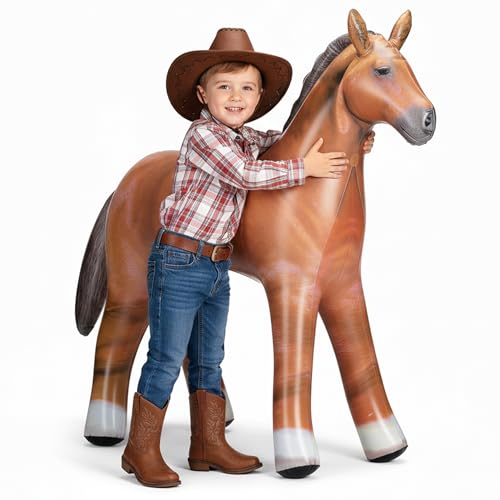 37-Inch Inflatable Horse Party Decoration - Brown Blow-Up Cowboy Prop