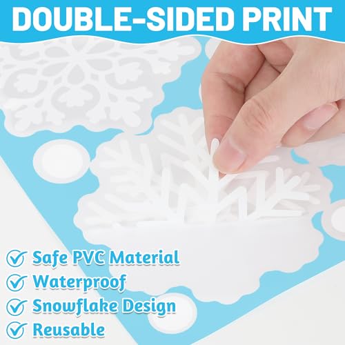 116PCS Christmas Snowflake Window Clings - Reusable Holiday Decor