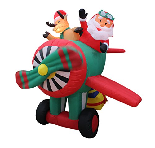 6 Ft Inflatable Flying Santa Claus with Airplane | Christmas Yard Decor