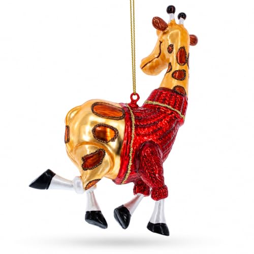 Giraffe Glass Christmas Ornament - Handcrafted Holiday Decor, Animal Lover Gift