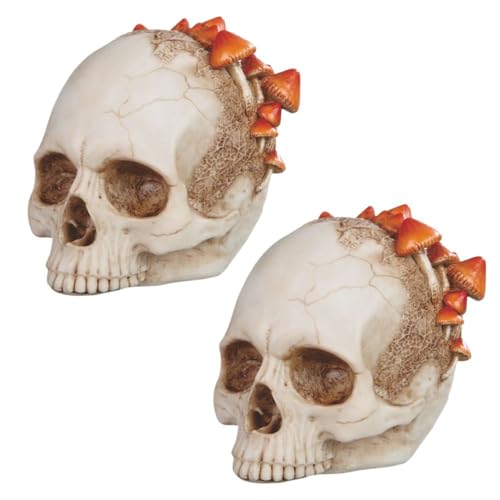 Ice Armor 2-Piece Gift Set Skull and Mushroom Figurines Home Decor