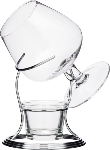 BarCraft Brandy Glass & Warmer Gift Set with 350ml Snifter, Stand & Tea Light