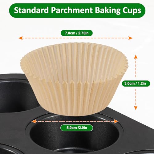 225-Count Unbleached Parchment Cupcake Liners - Standard Muffin Baking Cups