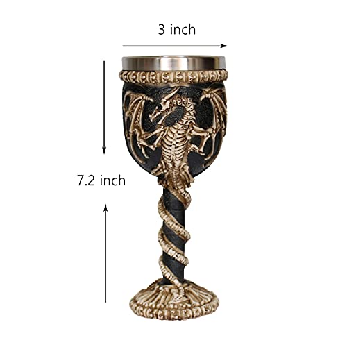 Medieval Dragon Chalice 7oz Stainless Steel Gothic Wine Goblet