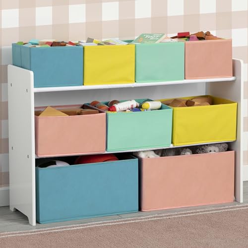 Deluxe Multi-Bin Toy Organizer with 9 Storage Bins - White