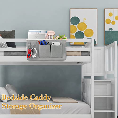Hanging Bedside Caddy Storage Organizer with Hooks for Bunk Beds & Rails