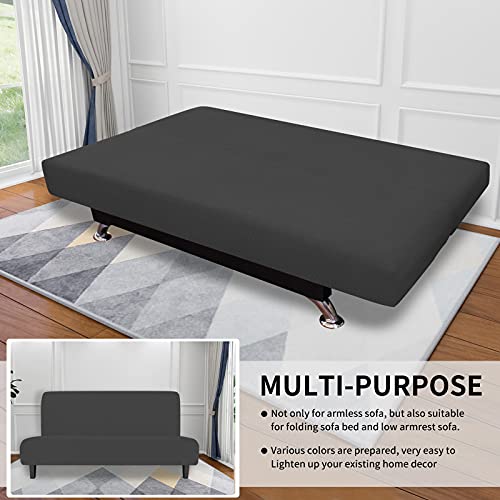 Stretch Armless Futon Slipcover - Soft Jacquard Sofa Bed Protector