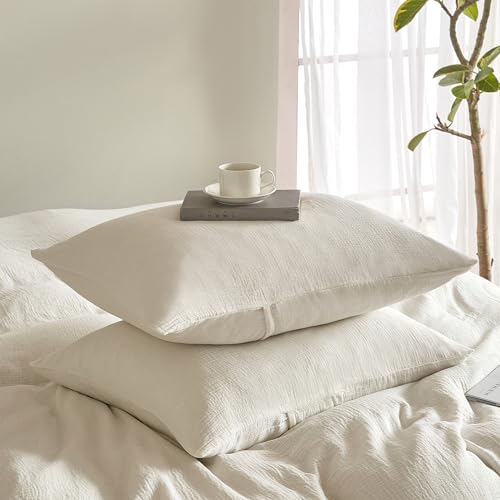 2-Pack Muslin Cotton Pillowcases, Standard Size 20x26 Inch Envelope Closure