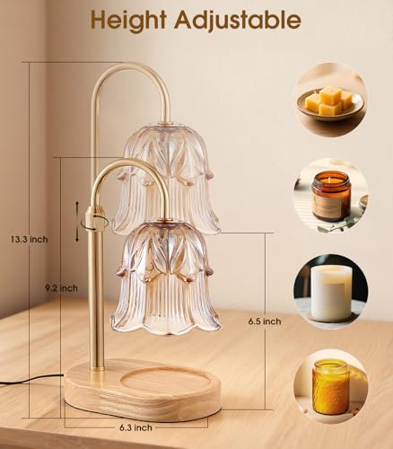 Electric Candle Warmer Lamp with Timer & Adjustable Height for Jar Candles