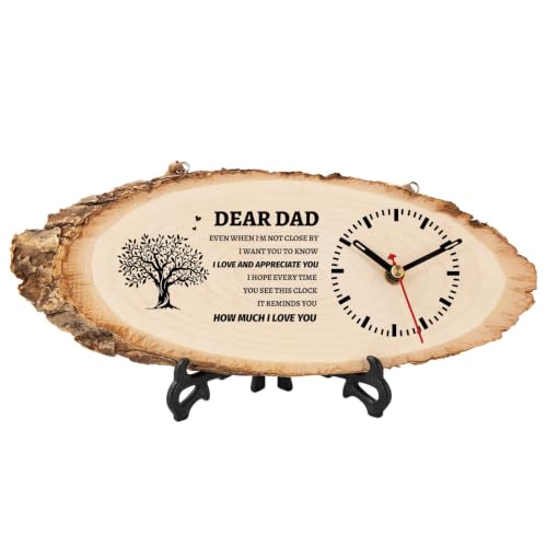 Engraved Wooden Clock DIY Gift for Dad - Personalized Table or Wall Decor