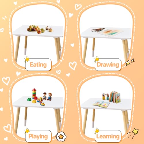 Kids Wooden Table and 2 Chair Set for Toddlers Ages 3-7, Activity Desk