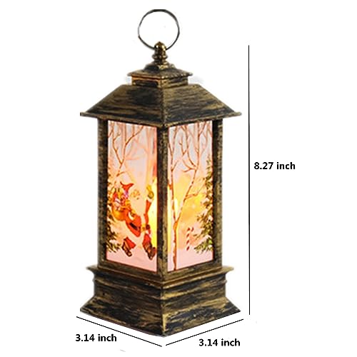 Santa Claus LED Christmas Lantern - Bronze Flame Effect Decorative Lamp