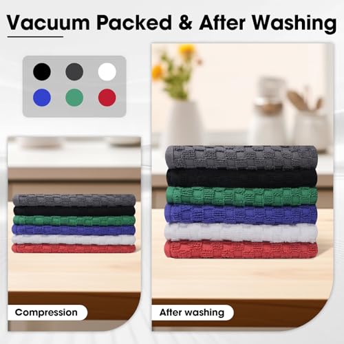 Cotton Washcloths 6-Pack 12x12 Inches - Soft, Absorbent, Multi-Color