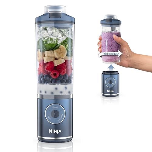 Portable Cordless Blender - 22oz Detachable Vessel & Auto Programs, Navy