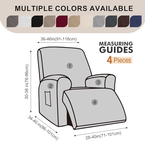 Stretch Geometric Jacquard Recliner Chair Cover - 4-Piece Set, Chocolate, Fits 36-46"