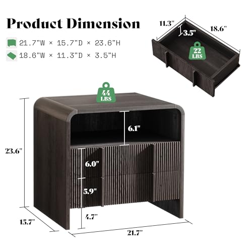 3-Piece Modern Fluted Full Size Bedroom Furniture Set with Nightstands
