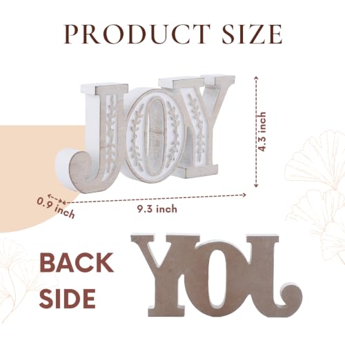 TRENDIN Joy Christmas Sign - Carved Rustic Wooden Decor, 9.3 x 4.3 inches, Multi