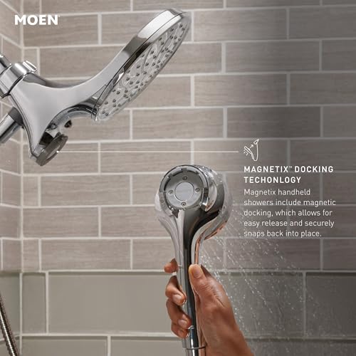 2-in-1 Dual Rain Showerhead with Magnetic Handheld Spray, Brushed Nickel