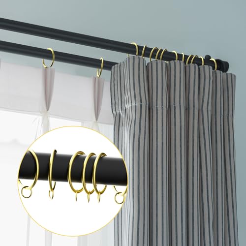 1.4-Inch Gold Metal Curtain Rings with Eyelets - 14 Pack Drapery Hardware