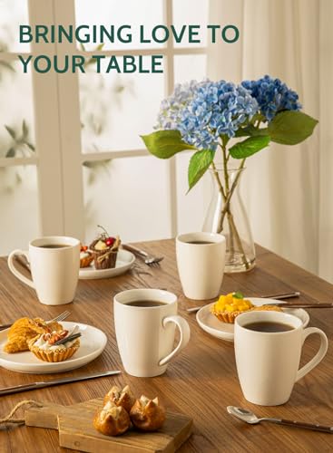 Sweese 16oz Porcelain Coffee Mug Set of 6 - White, Includes 6 Pack, Latte, Tea & Hot Chocolate Cups