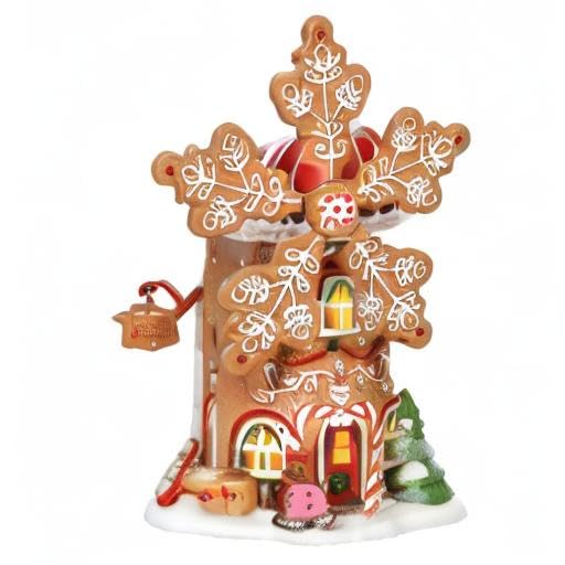 Animated Lit Gingerbread Cookie Mill Building - Christmas Village Decor, 7.64"