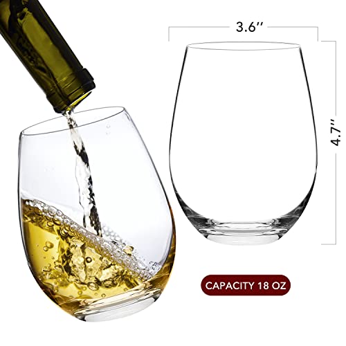 Chouggo Set of 6 Hand Blown Crystal Wine Glasses 18oz - Elegant Gift for Wine Lovers