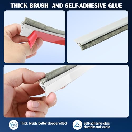 Self-Adhesive Door Draft Stopper - Under Door Brush Weather Seal, 39 Inch