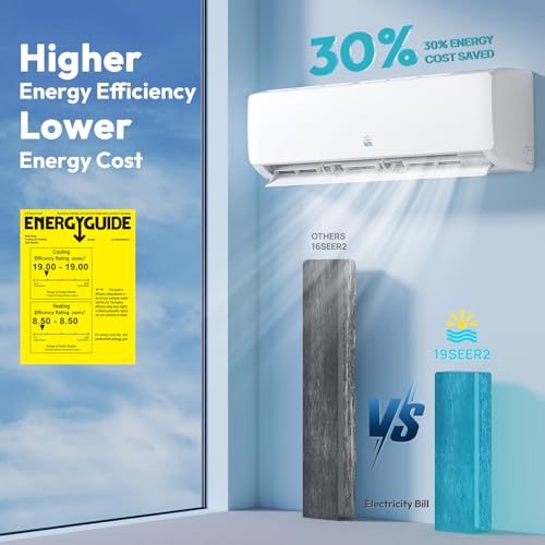 12000 BTU Mini Split AC and Heating System 19 SEER2 115V Ductless Inverter