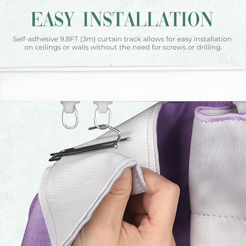 9.8FT Self-Adhesive Curtain Track System with 30 Pinch Pleat Hooks