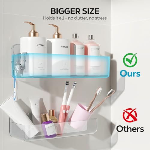 Clear Adhesive Shower Caddy 5-Piece Organizer Set No-Drill Rustproof