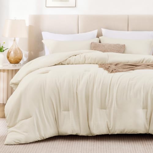 Beige Twin/Twin XL Comforter Set - 2-Piece Prewashed All-Season Bedding