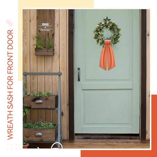 2-Pack Orange Wreath Sash, 55-Inch Polyester Ribbon for Front Door Decor