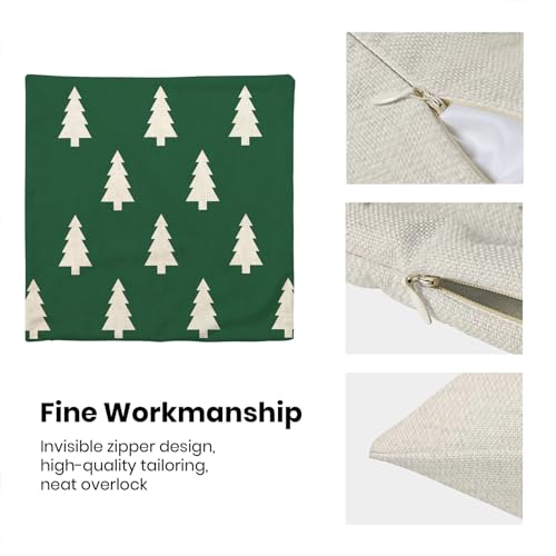 BETGINY Sage Green Christmas 18x18 Inch Pillow Covers Pack of 2 Decorative Linen Holiday Cushion Cases