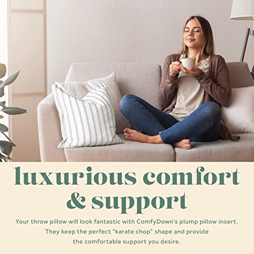 ComfyDown 22x22 Feather & Down Throw Pillow Insert, 100% Cotton Cover