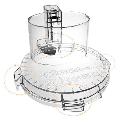 14-Cup Food Processor Replacement Work Bowl Lid, 4-Tab Locking Clear Cover