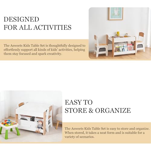 4-in-1 Kids Activity Table and Chair Set with Storage Drawer - Ivory White