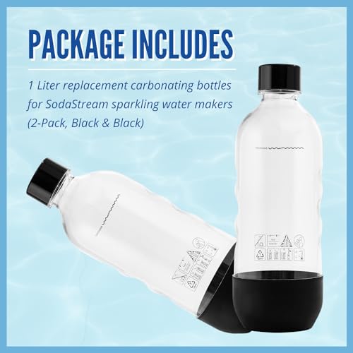 1-Liter Reusable Carbonating Bottles for Sparkling Water Makers, 2-Pack