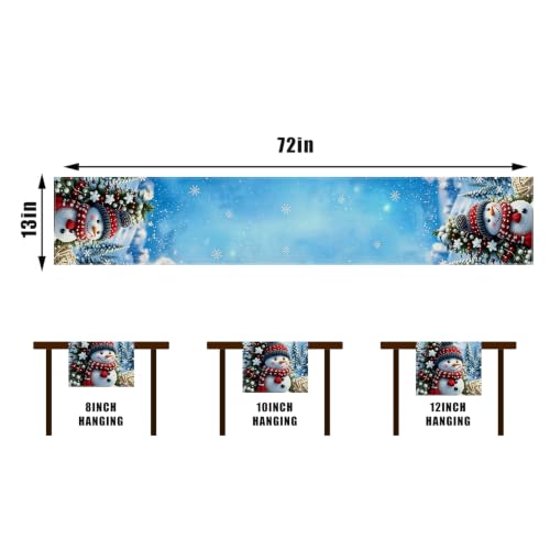 Rvsticty Snowman Christmas Table Runner 13x72 Inches Holiday Home Decor