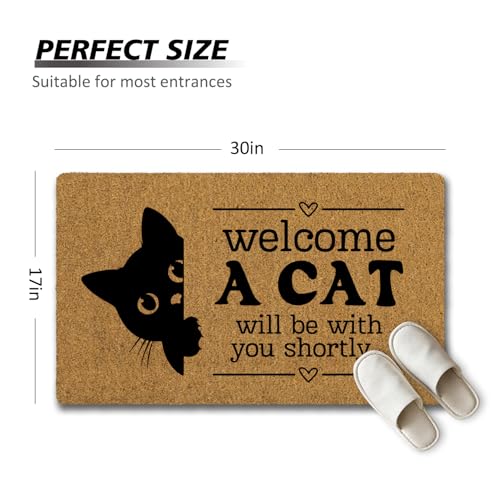 ShowDraven Funny Cat Door Welcome Mat - Outside Indoor Entrance, Black Kitten, 30x17 Inch, Cat2