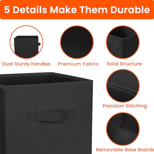 11-Inch Fabric Storage Cubes 10-Pack Collapsible Closet Bins Black
