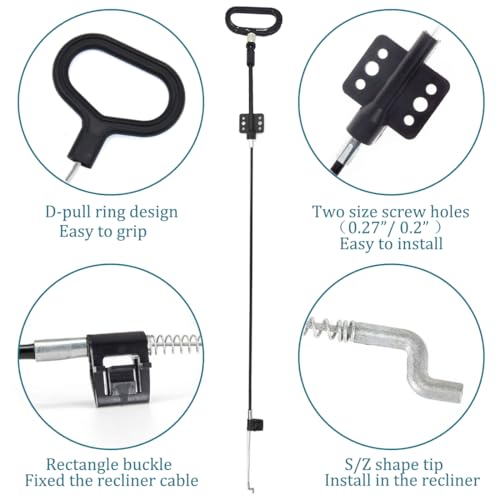 2Pcs Recliner Replacement Cable with D-Ring Pull Handle, 42.5-Inch