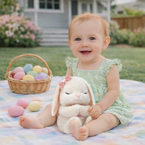 Baby Girl Baptism Gift Set - Musical Praying Bunny Plush & Blessing Book