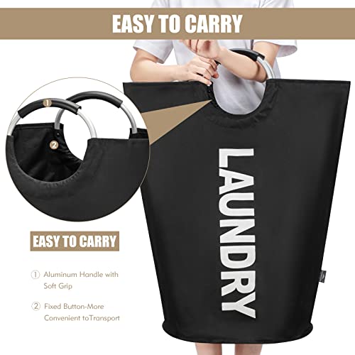 DOKEHOM 90L Large Tall Laundry Basket Bag - Collapsible Black Hamper