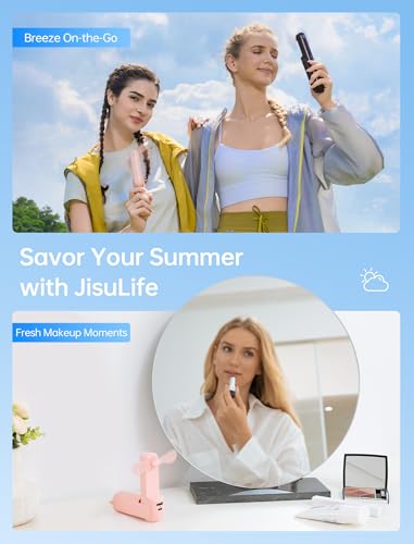 JISULIFE 3-in-1 Portable Handheld Fan, Power Bank & Flashlight