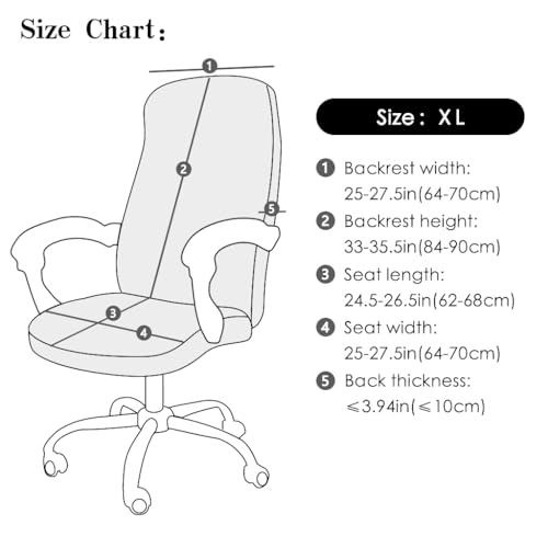 Extra Large Stretch Office Chair Cover - Black, Washable & Water-Resistant
