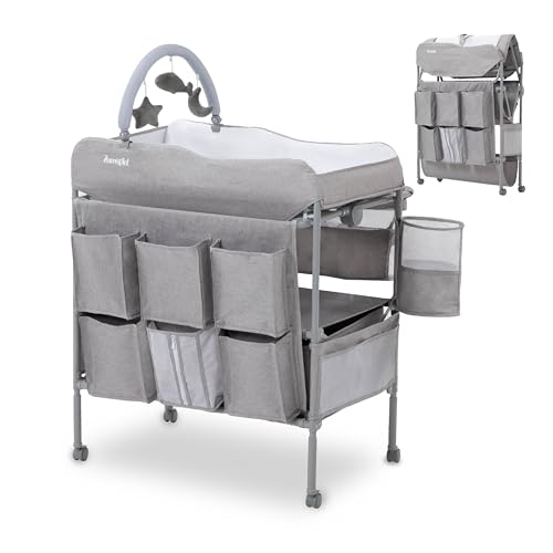 Portable Baby Changing Table with Storage, Foldable Diaper Station
