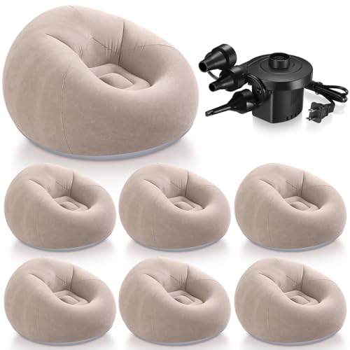 6-Piece Inflatable Bean Bag Chair Set with Electric Pump for Camping