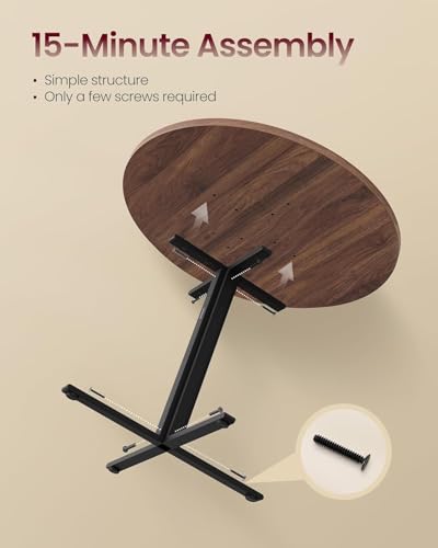 31.5-Inch Round Dining Table, Modern Small Kitchen Table with Steel Frame