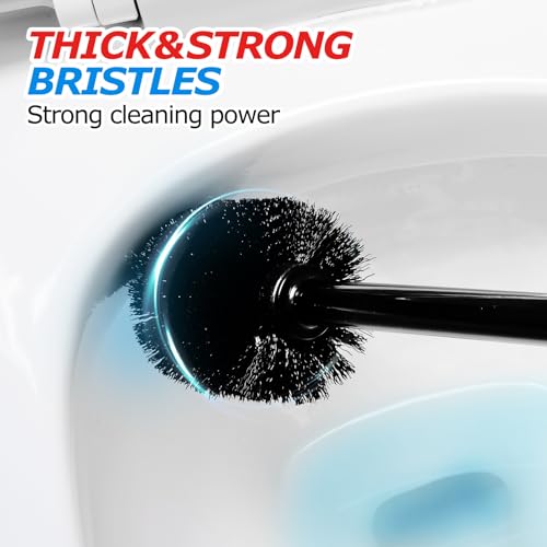 FORASTO 2-in-1 Toilet Brush and Plunger Set with Extended Handle, Black